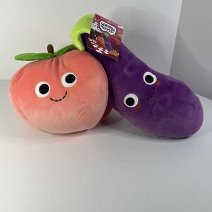 Kidrobot Yummy World Eggplant & Peach 12" Plush Food Vegetable Stuffed Animal
